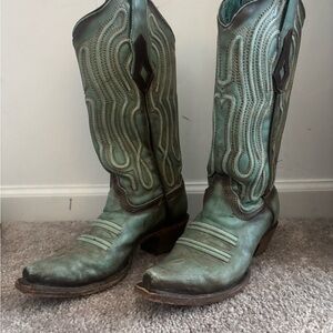 Corral Teal Western Boots with Brown Accents